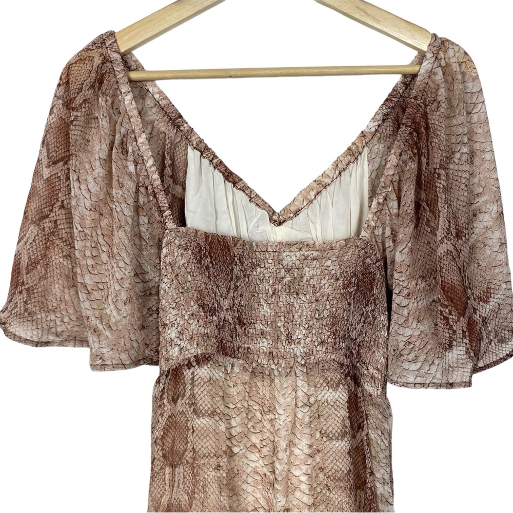 ANTHROPOLOGIE NWT Short Sleeve Tiered Maxi Dress, Snakeskin Print, Size Small - Picture 11 of 16